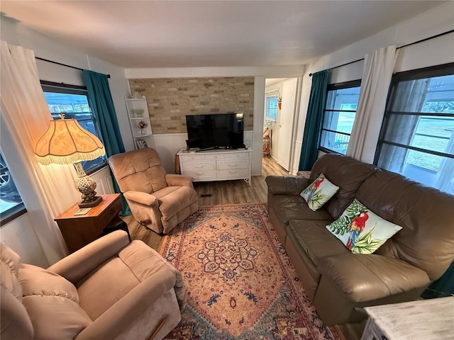 living room with wood finished floors