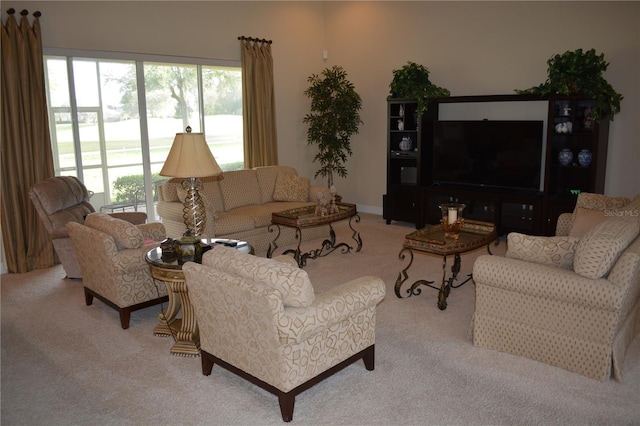 living room featuring carpet floors