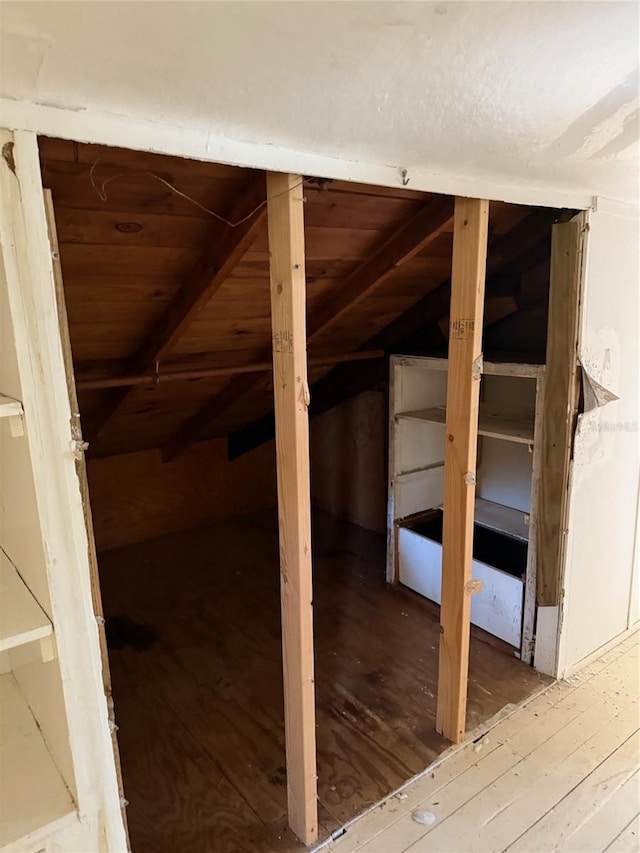 view of unfinished attic