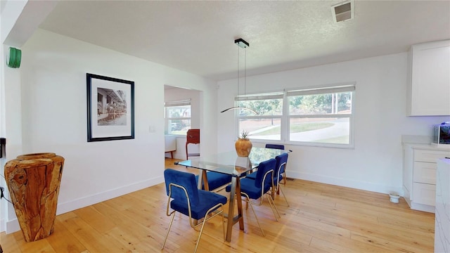 1930 Hilltop Dr, Mount Dora, FL 32757 - dining space with light wood-style floors, a textured ceiling, and baseboards