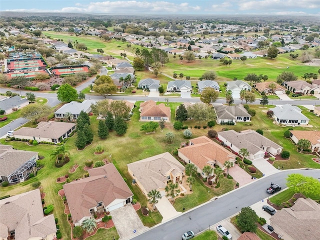 aerial view featuring a residential view and golf course view