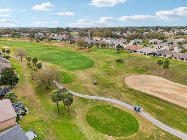 aerial view featuring golf course view and a residential view