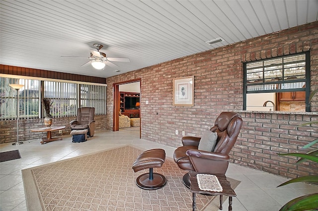 view of patio / terrace featuring visible vents and a ceiling fan