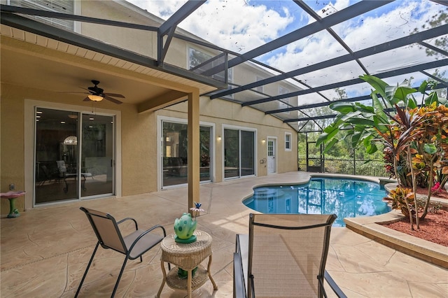 3430 Turningwind Ln, Winter Garden, FL 34787 - swimming pool featuring a patio, ceiling fan, and a lanai