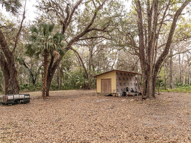 view of yard featuring an outdoor structure