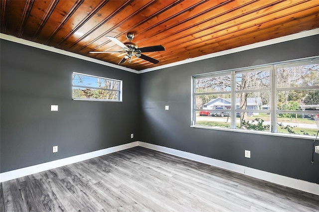 1301 N Shore Dr, Leesburg, FL 34748 - empty room with crown molding, wooden ceiling, wood finished floors, and baseboards