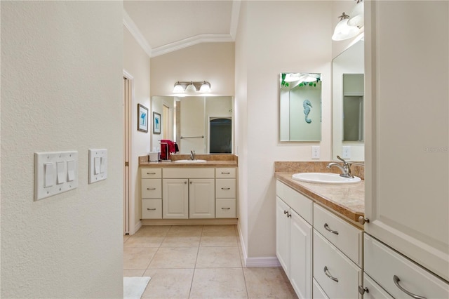 3144 Mayflower Loop, The Villages, FL 32163 - full bathroom featuring crown molding, two vanities, and a sink