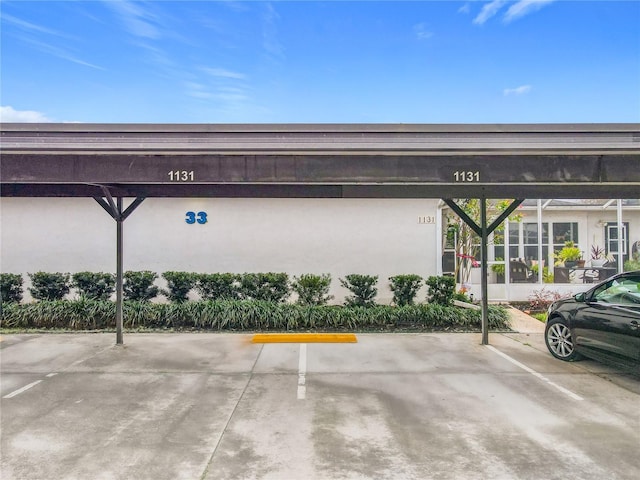 view of covered parking lot