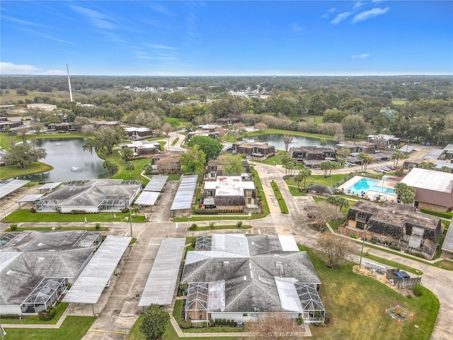 bird's eye view featuring a water view