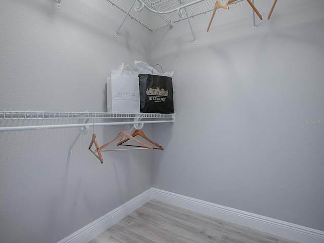 spacious closet with wood finished floors