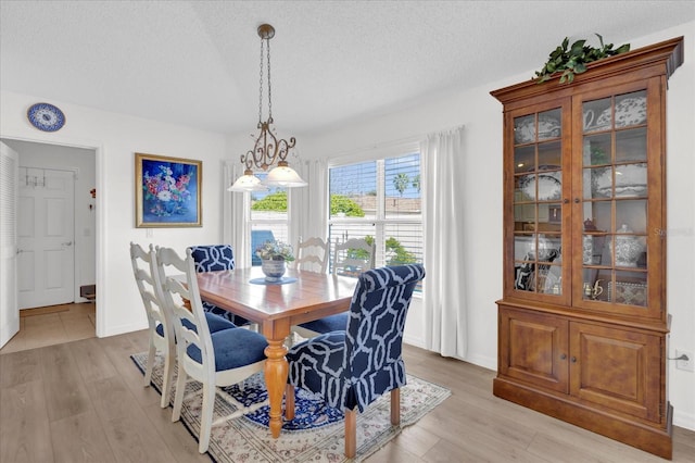 1923 Greeleyville Ter, The Villages, FL 32162 - dining area featuring a textured ceiling, light wood finished floors, and baseboards