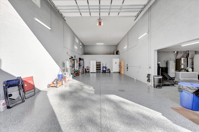 garage featuring electric water heater