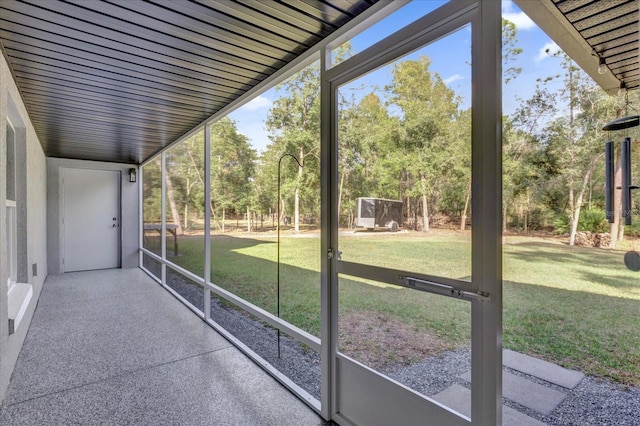 view of unfurnished sunroom