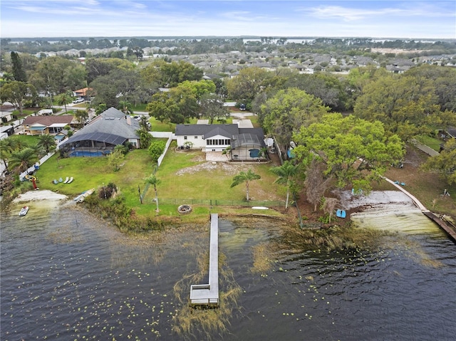 bird's eye view featuring a water view