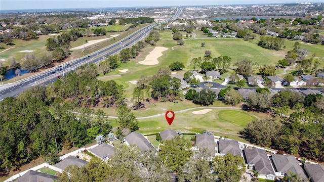 bird's eye view featuring a residential view and golf course view