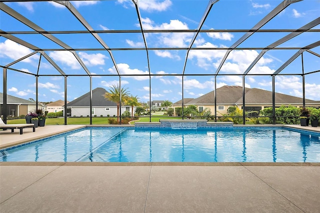 pool featuring a lanai and a patio