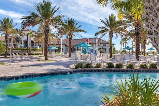 view of pool featuring a patio area