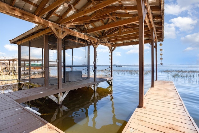 view of dock featuring a water view