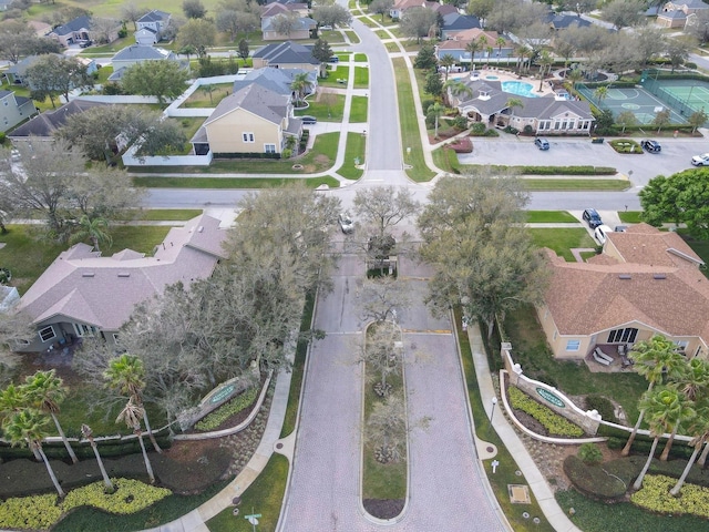 drone / aerial view with a residential view