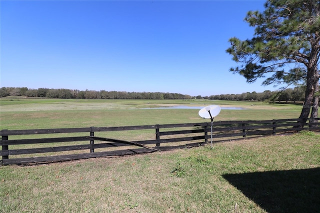 view of yard with a rural view and fence