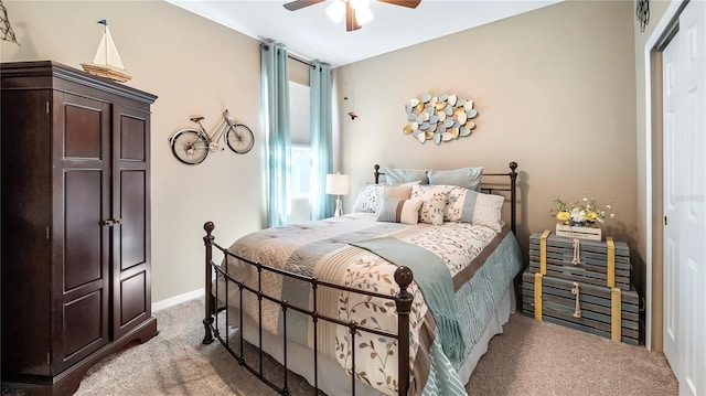 26747 White Plains Way, Leesburg, FL 34748 - bedroom with carpet, ceiling fan, and baseboards