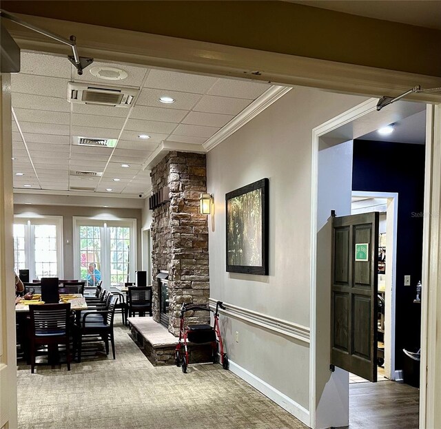 26747 White Plains Way, Leesburg, FL 34748 - office with carpet floors, visible vents, a drop ceiling, and decorative columns