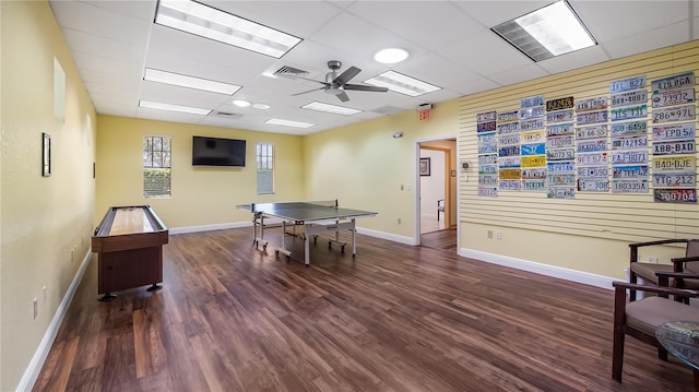 26747 White Plains Way, Leesburg, FL 34748 - playroom with a ceiling fan, visible vents, wood finished floors, and baseboards