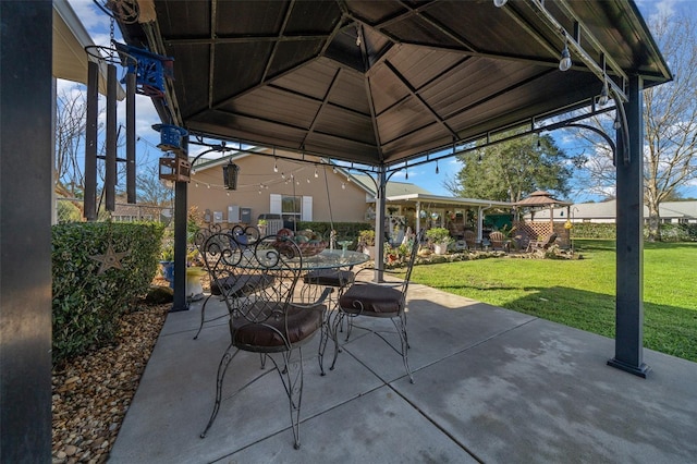 view of patio / terrace with a gazebo and outdoor dining space