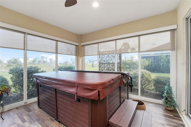 2124 Biller Cir, The Villages, FL 32163 - sunroom / solarium featuring a hot tub