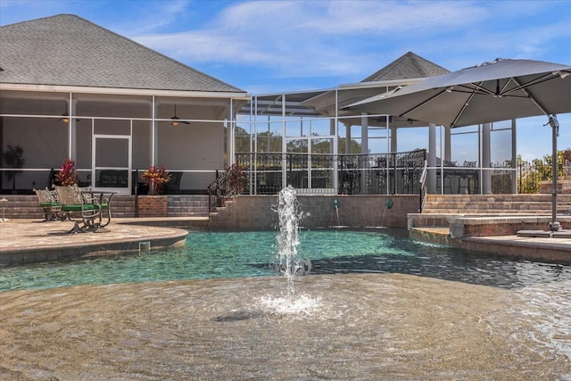 outdoor pool featuring a patio area