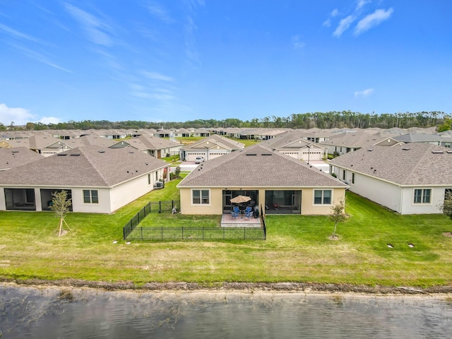 drone / aerial view with a residential view