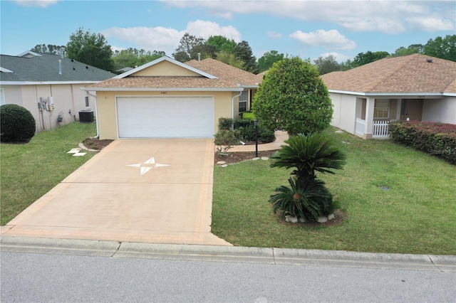 9481 SW 93rd Loop, Ocala, FL 34481 - single story home featuring cooling unit, a front yard, stucco siding, and concrete driveway