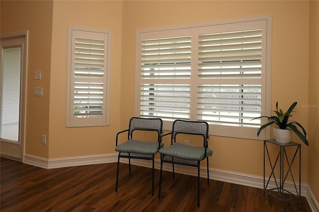 sitting room featuring baseboards and wood finished floors