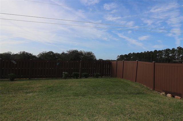 view of yard with a fenced backyard