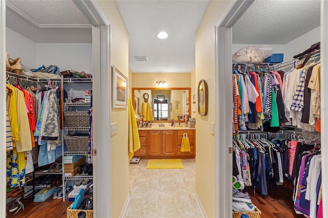 spacious closet featuring visible vents