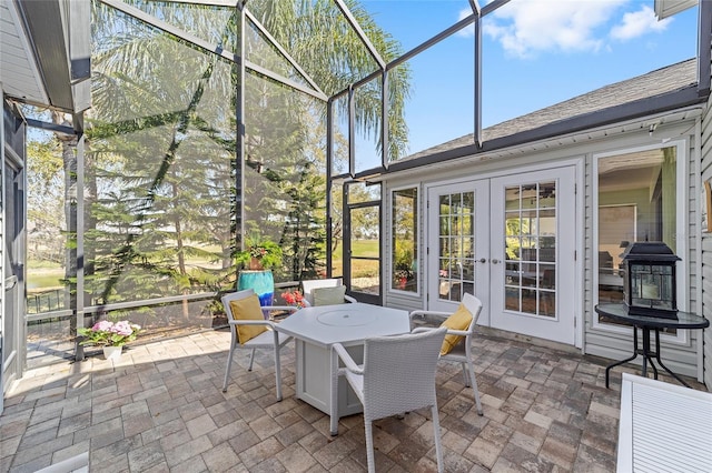 sunroom with french doors