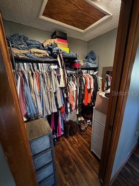 spacious closet with wood finished floors