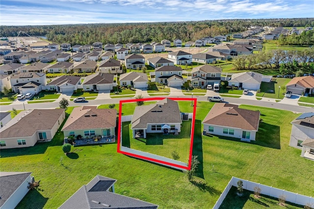 drone / aerial view featuring a residential view