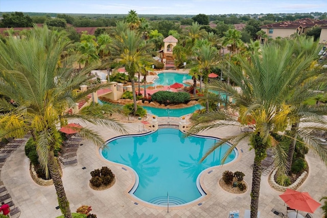 pool featuring a patio area