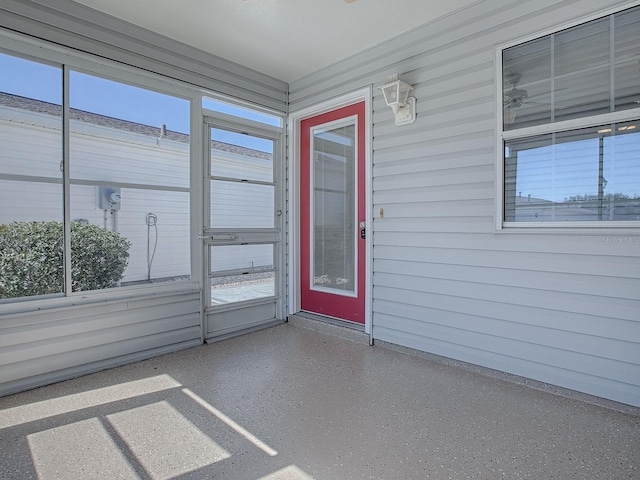 view of unfurnished sunroom