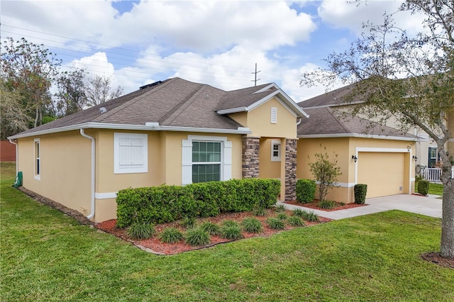 1841 Dunn Cove Dr, Apopka, FL 32703 - view of front facade with a front yard, a garage, concrete driveway, and stucco siding