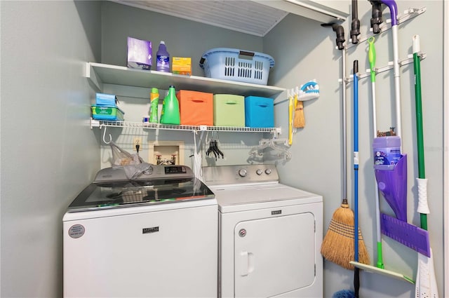 laundry area featuring washing machine and dryer