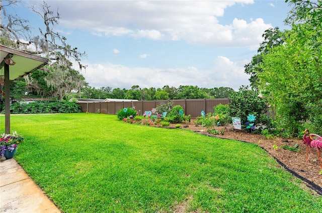 view of yard featuring a fenced backyard