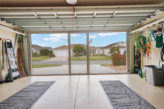 garage featuring a residential view