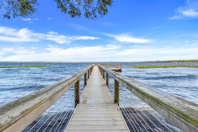 view of dock featuring a water view