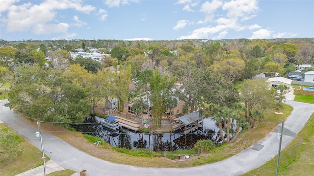 aerial view featuring a forest view