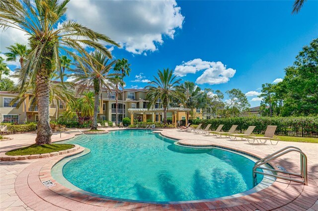 community pool with a patio