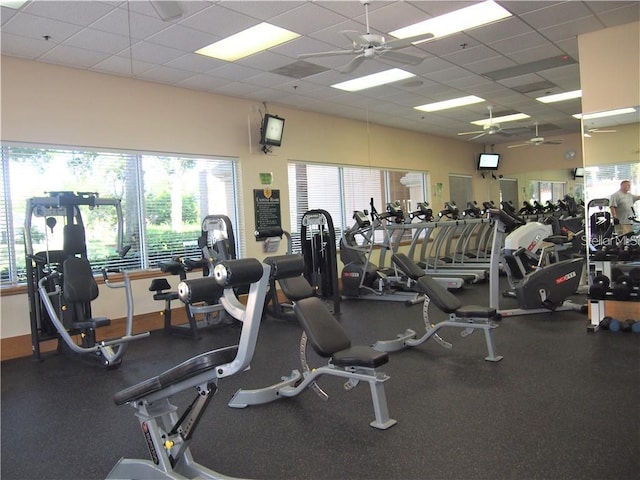 3773 Eversholt St, Clermont, FL 34711 - exercise room with a paneled ceiling and a ceiling fan