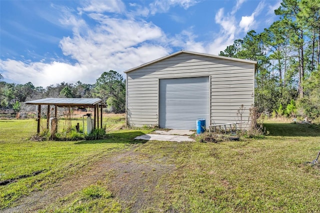 detached garage with driveway