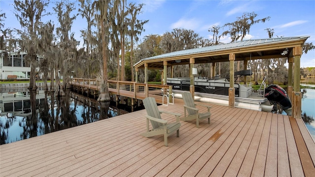 view of dock featuring a water view